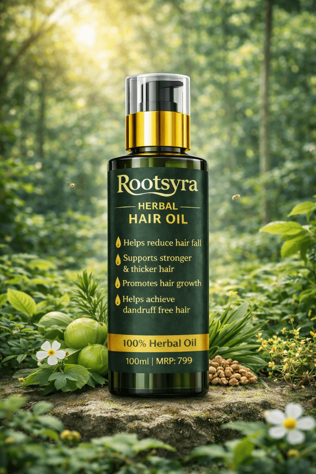 Rootsyra Herbal Hair Oil with natural herbs